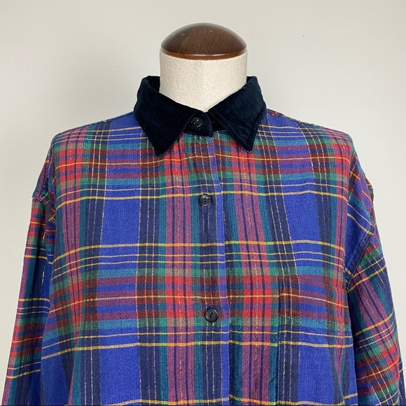 Oversized Plaid Metallic Thread Top - Picture 1 of 8